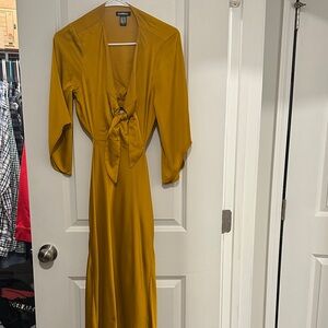 Lulu's Golden Long Sleeve Wrap Dress